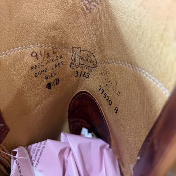Justin 3163 Brown Leather Cowboy Roper Western Riding Boots Sz 9.5 D Cowboys GUC main image 4